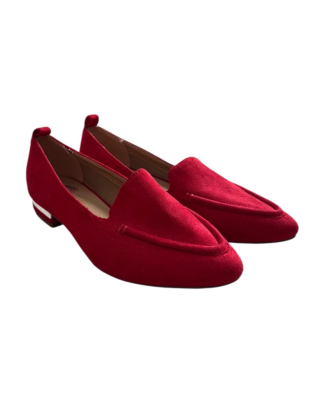 Alexis Bendel Red Loafer Shoes Flat Faux Suede Classic Preppy Holiday Women 7.5